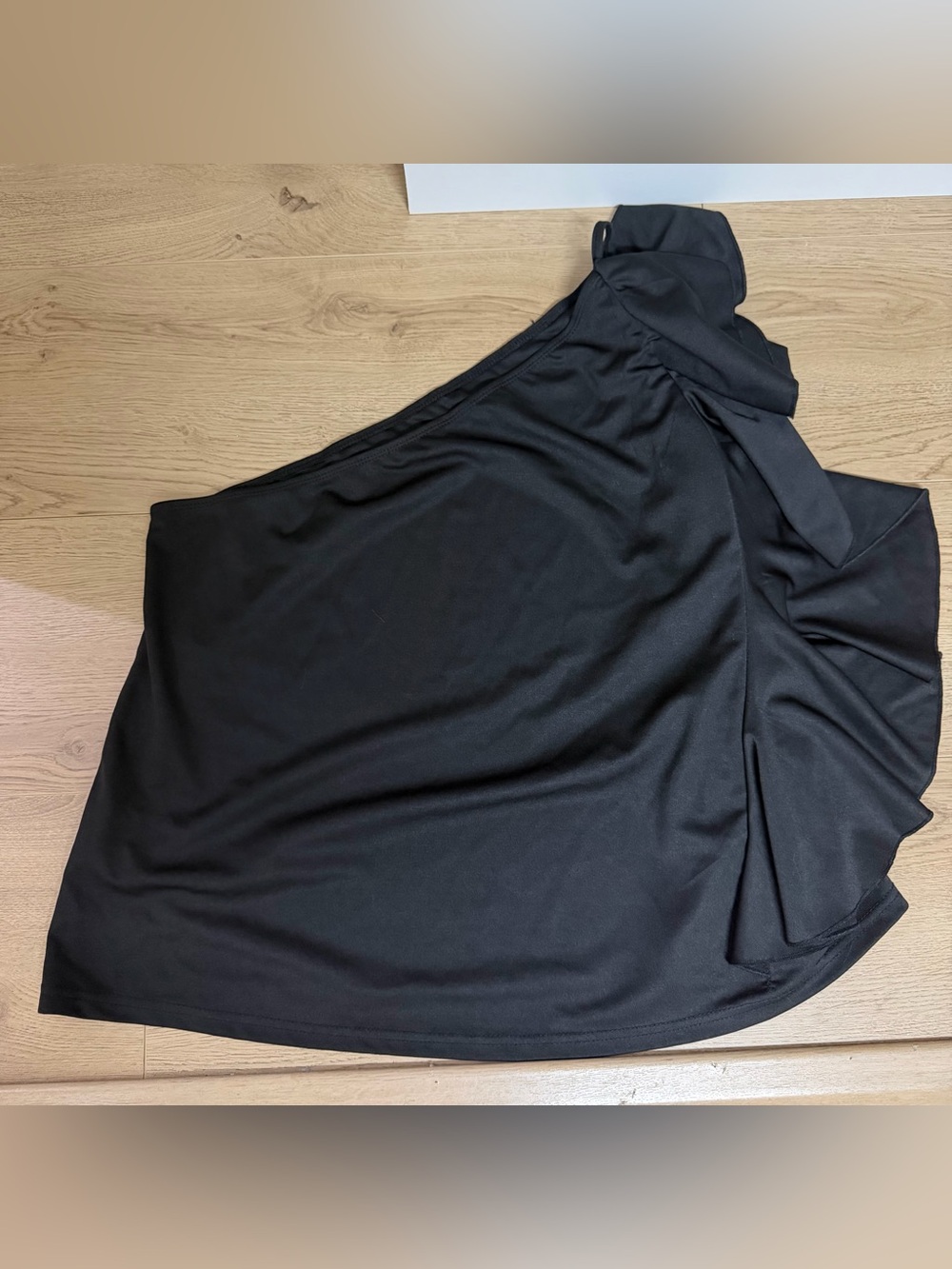 SHEIN Black Asymmetrical One-Shoulder Ruffle Shirt